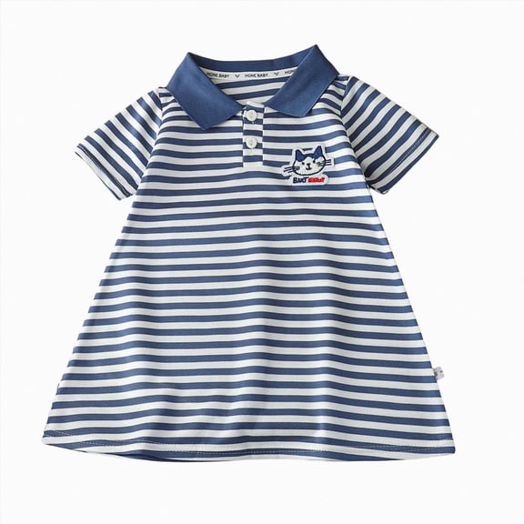 Gubotare Dresses for Little Girls Toddler Girls Dress Summer Ruffle Flutter Sleeve Dresses for Kids 5T 6T (Blue,5-6 Years)