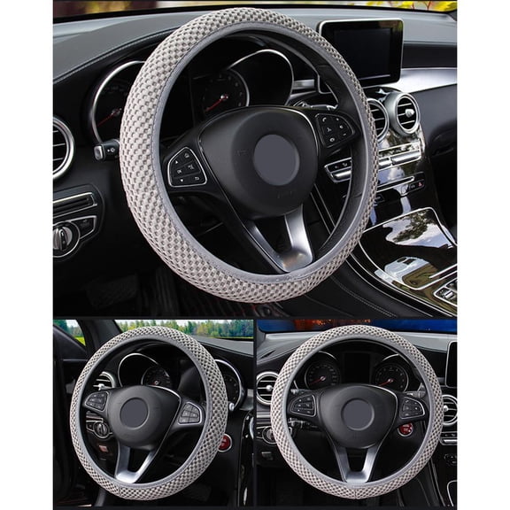 Baguer 38cm Silk Car Steering Wheel Cover Anti-Slip Cloth Protector for 15 Inch Universal Auto Wheels