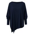 thumbnail image 5 of LYXSSBYX Womens Plus Size Tops Clearance Women Casual Plus Size Round Neck Solid Long Sleeve Irregular Sweatshirt Loose Print Pullover Tops Blouse, 5 of 7