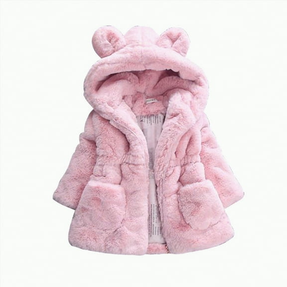 Ccpelsie Girls Warm Jacket Plush Coat Toddler Kids Winter Coat Warm Fleece Jacket Girls Boys Outdoor Coat(Pink,5-6 Years)