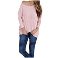 thumbnail image 4 of Kaemgyyd Womens Long Sleeve Shirts Casual Loose Solid Color Ribbed Knit Tops Fall Fashion Clothes Trendy Outfits, 4 of 4
