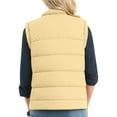 thumbnail image 5 of Puffer Vest for Women Sleeveless Stand Collar Solid Zip Up Padded Outerwear Jacket with Pockets Khaki S, 5 of 8