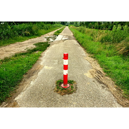 Canvas Print Adjustable Road Block No Entry Post Bike Path Path Stretched Canvas 10 x