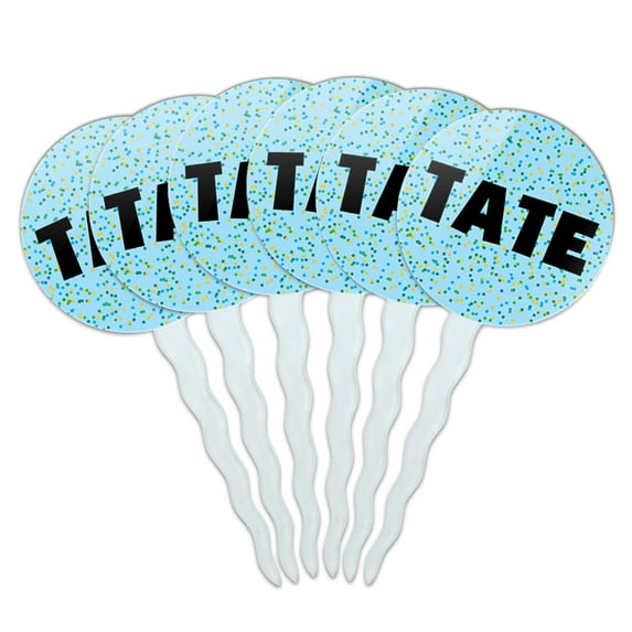 Tate Cupcake Picks Toppers - Set of 6 - Blue Speckles