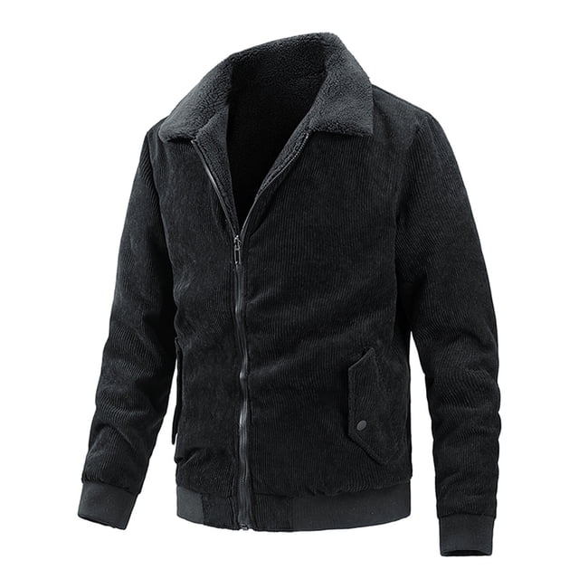 Birdeem Mens Zipper Closing Cardigan Carry Pockets Solid Color Long Sleeve Turn-Down Collar Jacket