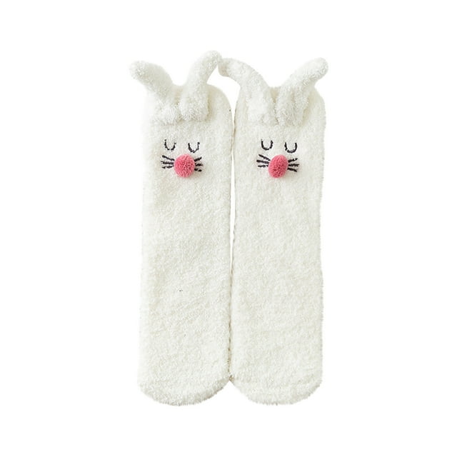 WEAIXIMIUNG Chaussettes de Compression pour Femmes Chaussettes Chaudes d'Hiver Crochet Corail