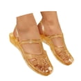 thumbnail image 3 of HOWPAY Womens Sandals Glitter Clear Flats on Hollow out Slides Closed Toe Summer Beach Jelly Shoes Comfortable Casual Slippers Yellow 40, 3 of 7