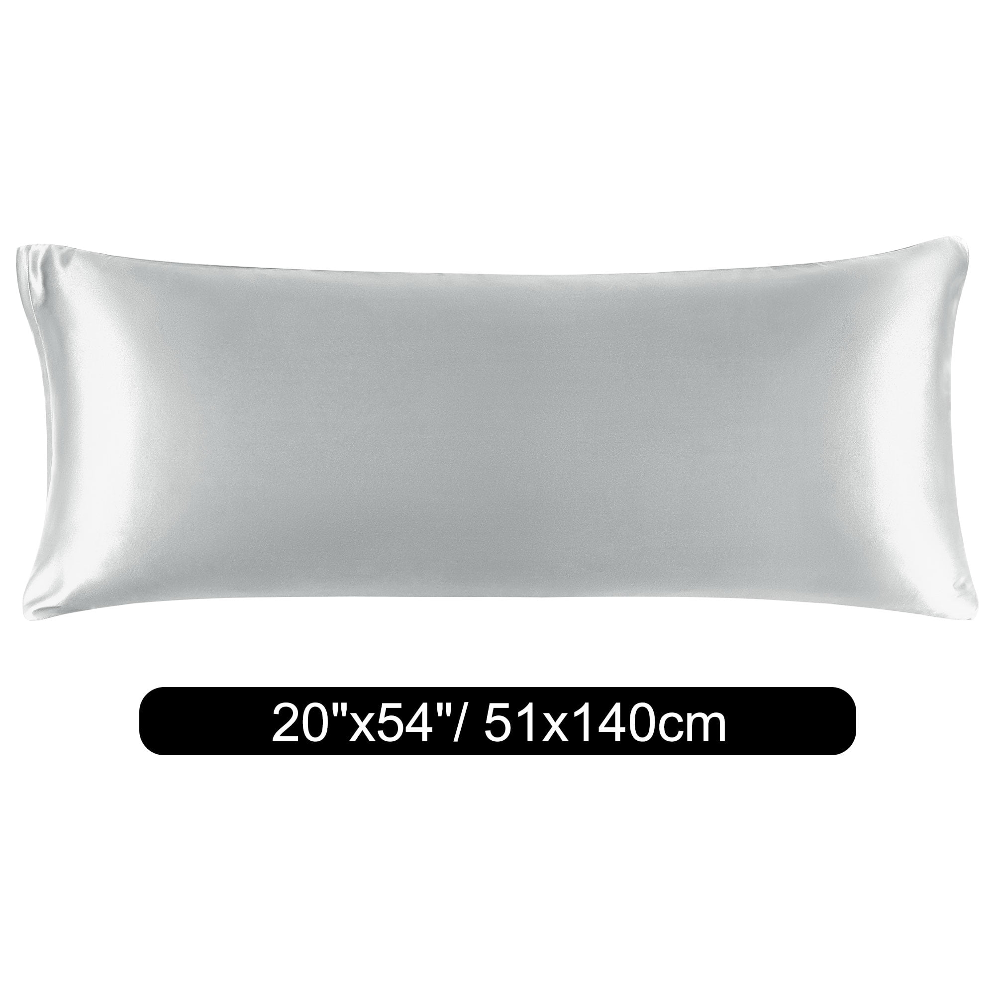 Unique Bargains Zipper Closure 1 PC Satin Body Pillowcases Silver Grey 20"x60"