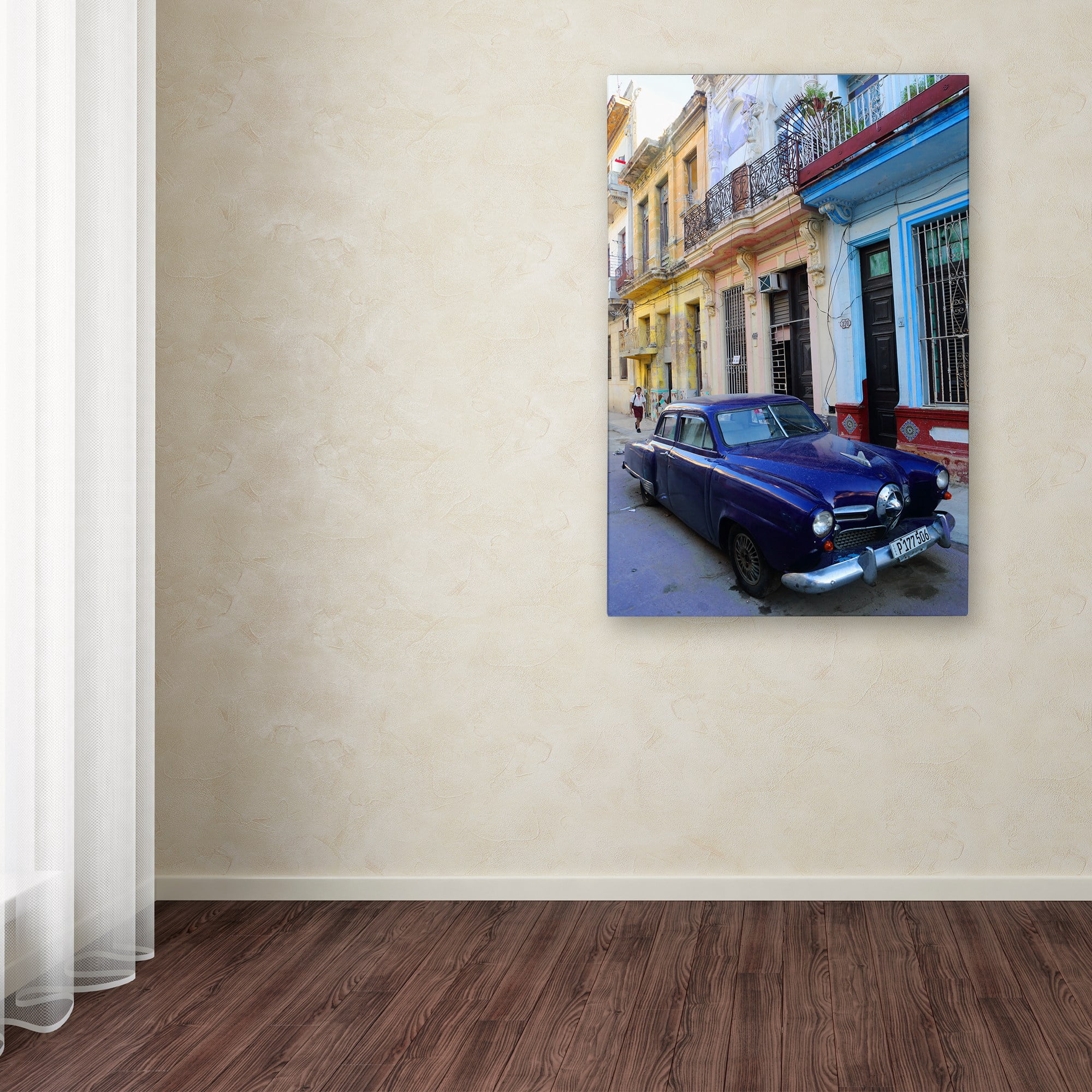 Trademark Fine Art 'Vatage Blue Studebaker in Havana' Canvas Art by Masters Fine Art