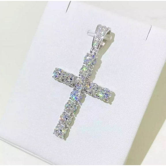 2.5CTW Round Cut Certified Moissanite Solitaire Pendant in 14k White Gold Plated