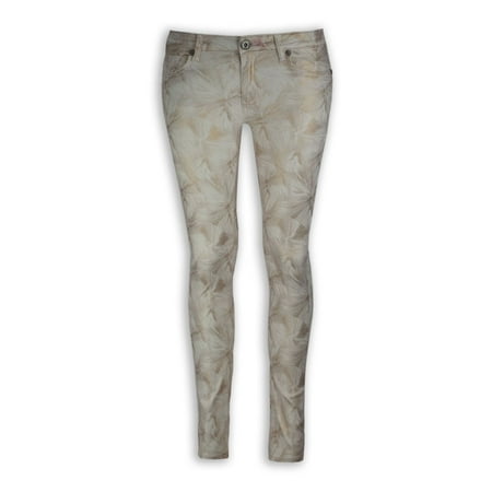 NEW Women Fashion Skinny Slim Gold Flower Print ALL SIZES Sizes Jeans Pants