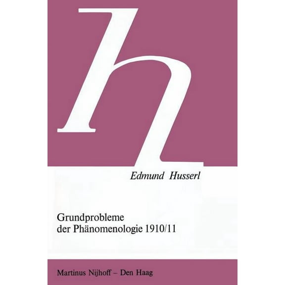 Husserliana Studienausgabe Grundprobleme Der Phänomenologie 1910/11, Book 3, (Paperback)