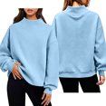 thumbnail image 3 of VBVC Women's Custom Personalized Mock Neck Sweatshirt , Ladies' Lightweight Casual Pullover Top , Soft Stretchy Hoodie For Women, Blue , S-5XL, 3 of 8