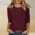 thumbnail image 2 of 3/4 length sleeve womens tops Summer Trendy Dressy Casual T-Shirt Round Neck Cute Tunic Tops Basic Tees Blouses Fall Fashion Clothes, 2 of 4