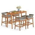 thumbnail image 2 of Costway 5 PCS Patio Counter Height Bar Set with 4 Cushioned Barstools Curved Rattan Back, 2 of 8