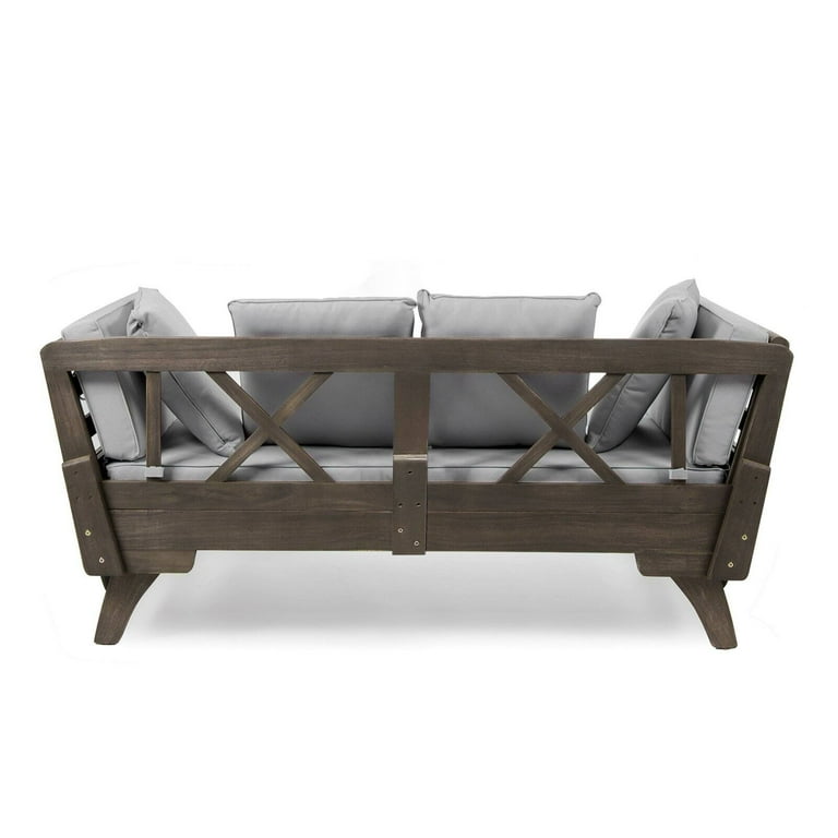 Christopher knight home othello outdoor grey finished acacia wood daybed with deals light grey water resistant cushions