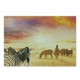 thumbnail image 1 of Safari Cutting Board, Zebras at Sunset on the Grassland Wildlife Adventure Theme in Nature, Decorative Tempered Glass Cutting and Serving Board, Small Size, Multicolor, by Ambesonne, 1 of 1