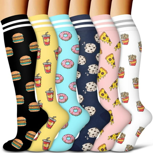POINTERTECK 6Pairs Compression Socks for Women and Men - Best for Circulation Running Athletic Recover Nurse Travel