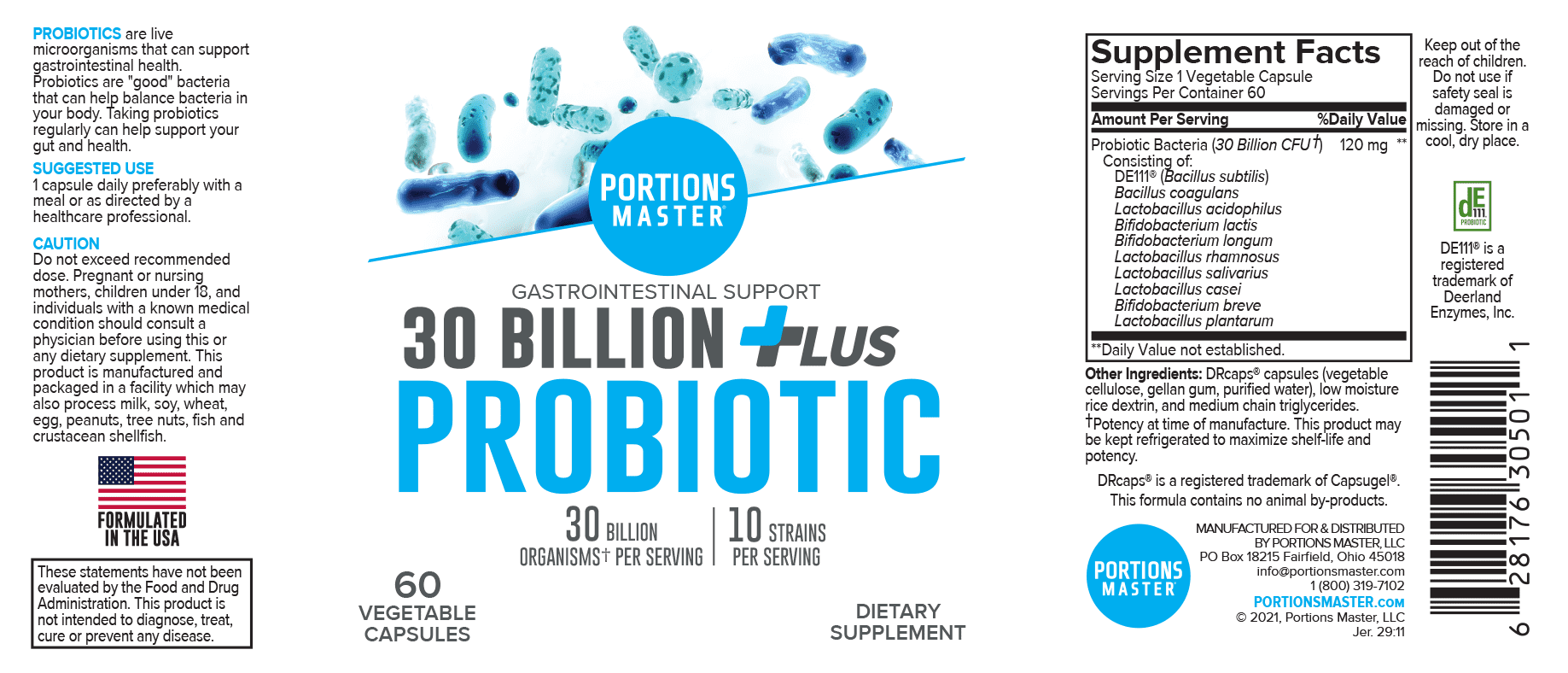 Portions Master 30 Billion Probiotic Plus