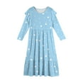 thumbnail image 5 of Abcomgle Girls Dresses Size 10-12 Casual A-Line Ruffle Long Sleeve Maxi Dress Polka Dot Crew Neck Sundresses Tiered Dresses with Pockets,Light Blue, 5 of 5