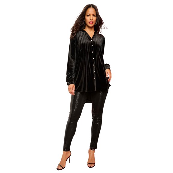 Roaman's Women's Plus Size Pintuck Velour Tunic