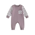 thumbnail image 2 of Elippeo Autumn Baby Boys Girls Jumpsuits 3M 6M 12M 18M Long Sleeve Checkerboard Plaid Print Patchwork Pocket Rompers, 2 of 9