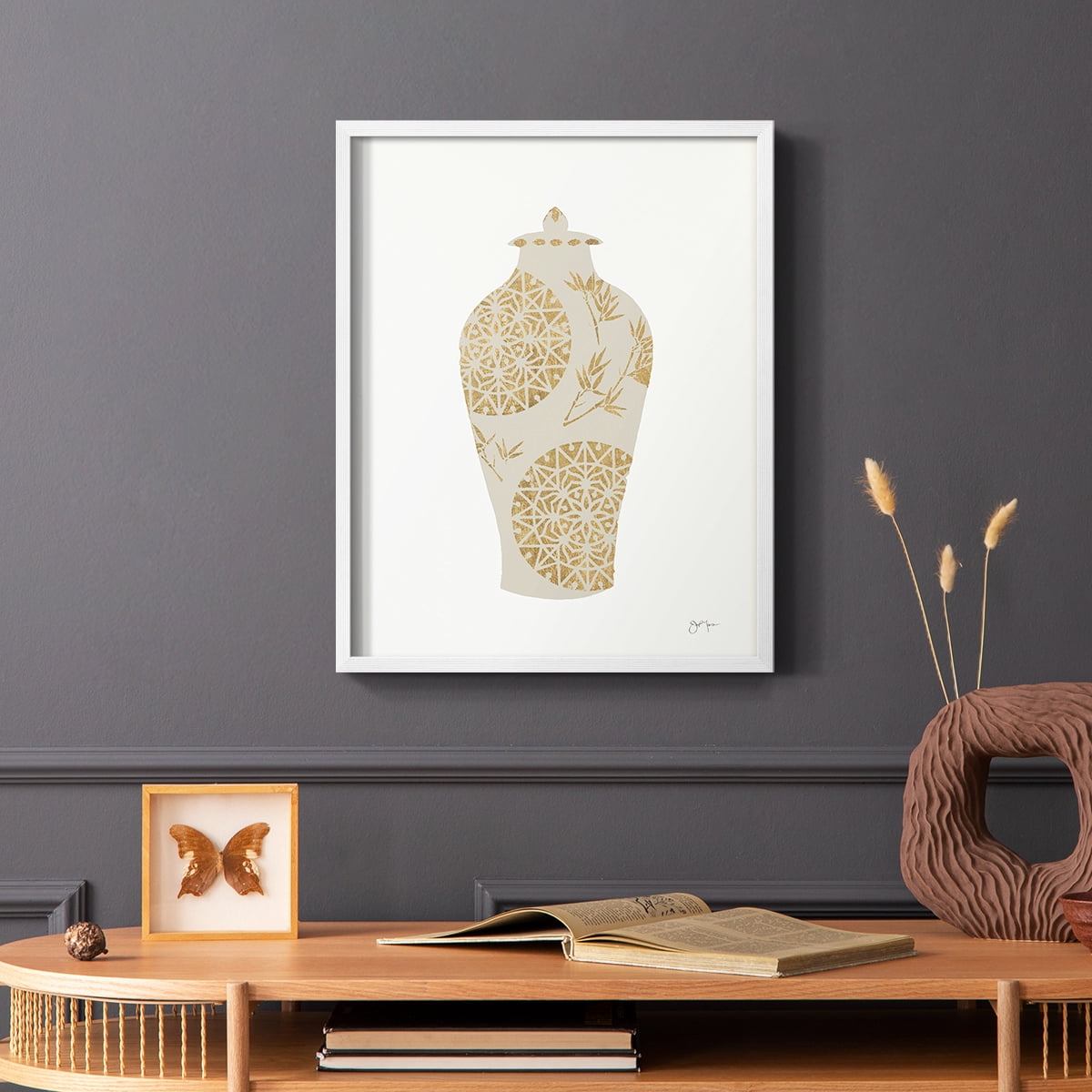 Neutral Urn II in White Solid Wood 8 x 10 Framed Print
