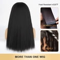 thumbnail image 3 of Black V Part Wig Kinky Straight Wig Upgrade U Part Synthetic Wigs for Black Women Full  Clip In Hair Glueless Blend Human Hair Replacement Synthetic Wigs  Scalp (Jet Black, 20 Inch), 3 of 6