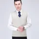 thumbnail image 4 of Chaleco de hombre, suéteres de punto, color beige, cuello en V, sin mangas, liso, para negocios, holgado, estilo coreano, informal, XS, 4 of 4