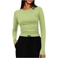thumbnail image 3 of Luivaraty Long Sleeve Shirts for Women Crew Neck Tops Casual Comfy Solid Color Fall Winter Slim Basic Tees Shirts, S-2XL, 3 of 6
