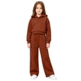 thumbnail image 2 of Girls Boys Classic 2pcs Sweatsuit Fleece Tracksuit Pullover Hooded Sweatshirts and Drawstring Wide Leg Sweatpants Activewear, 2 of 8