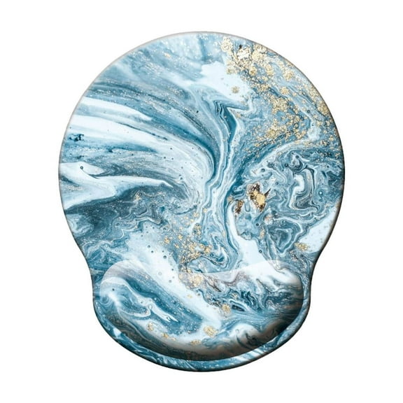 Ergonomic Mouse Pad with Memory Foam Wrist Rest Cushion and Rubber Base, Comfortable Gaming Pad in Blue for Home Computer and Laptop Use