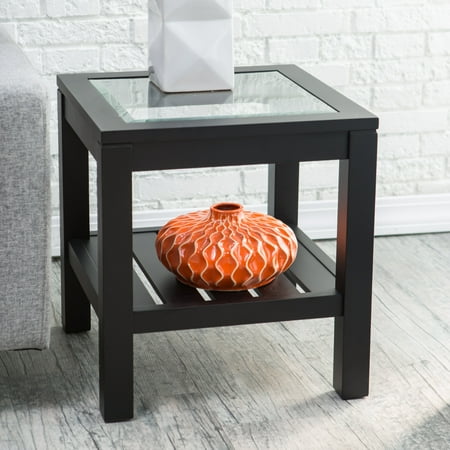 sutton glass top end table with slat bottom - walmart sutton glass top end table with slat bottom - walmart