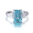 thumbnail image 3 of Octagon-Cut Lab-Created Aquamarine & Moissanite Solitaire Engagement Ring in 925 Sterling Silver – Elegant and Timeless Jewelry for Women, 3 of 5
