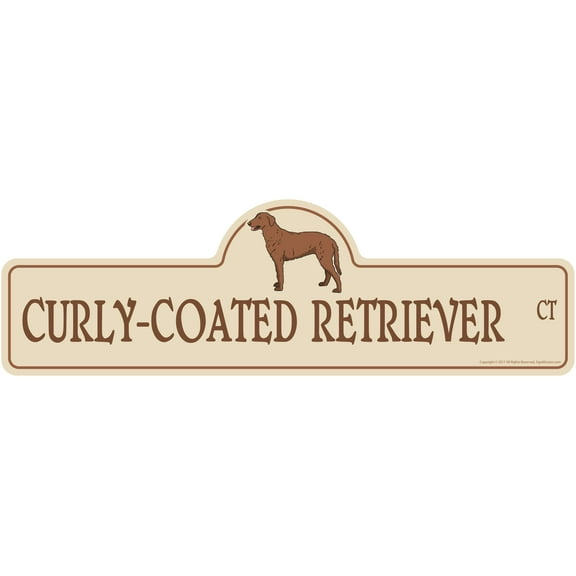 Curly-coated Retriever Street Sign | Indoor/Outdoor | Dog Lover Funny Home Décor for Garages, Living Rooms, Bedroom, Offices | SignMission personalized gift | 20" Wide