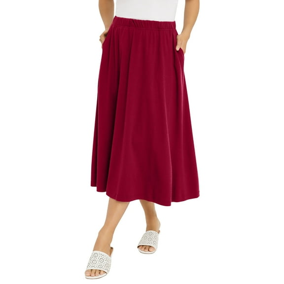Jessica London Women's Plus Size Soft Ease Midi Skirt