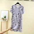 thumbnail image 2 of GPOECD Nuisette d'Été pour Femme à Manches Courtes, Col Rond, Mince, Grande Taille, Ample, Imprimée, Pyjama pour Femmes, Douce en Viscose, Tenue d'Intérieur 14_Grey, Taille Unique, 2 of 4