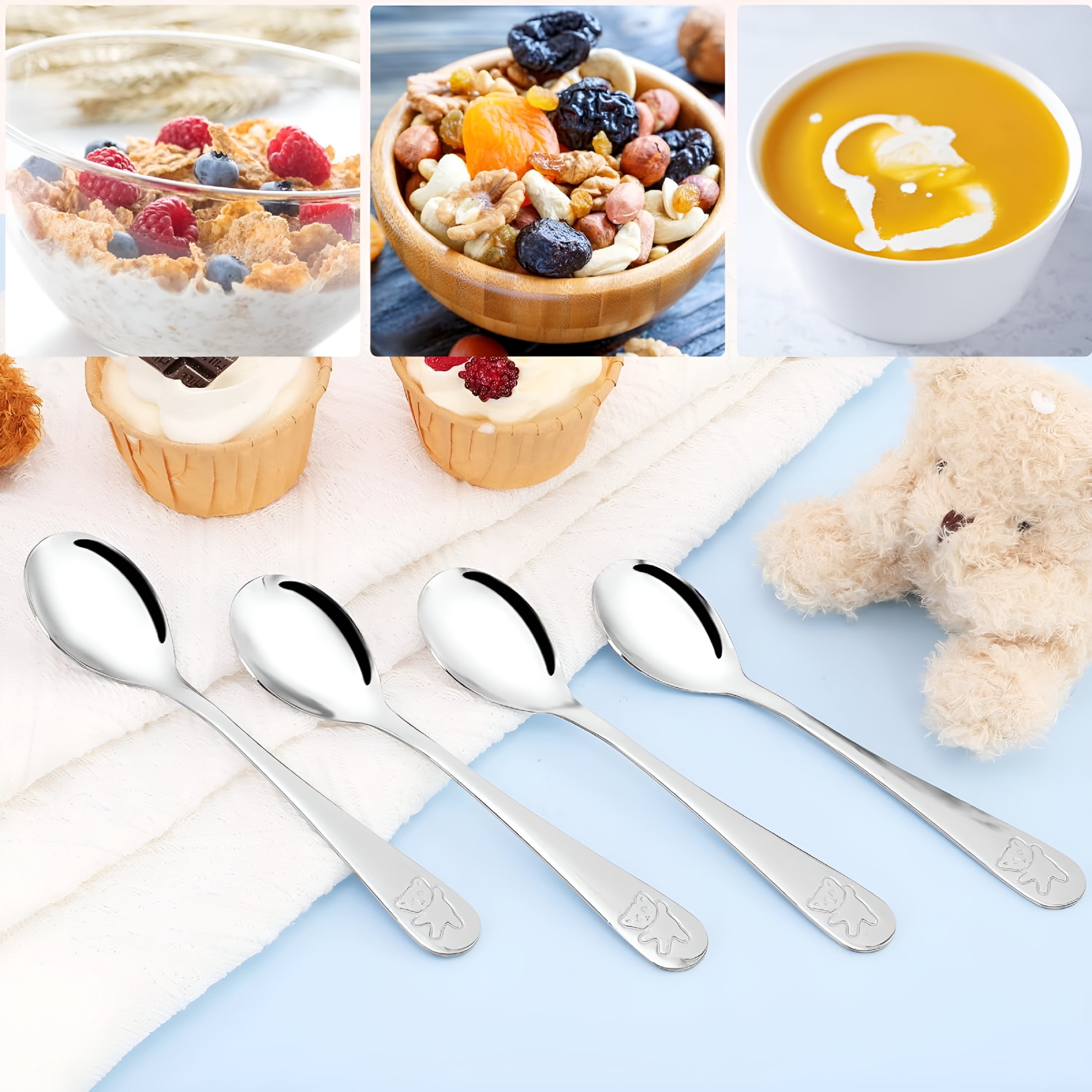 BPPEG 24 Piece Kids Spoons Toddler Spoons,6.5 Inch Stainless Steel Kids Silverware Toddler Utensils,Child and Toddler Safe Flatware Children Spoons,Baby Spoons for Self Feeding,Dishwasher Safe