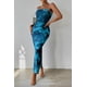 thumbnail image 5 of Vestido PRETTYGARDEN Strapless Maxi Bodycon Floral Azul Talla L, 5 of 6