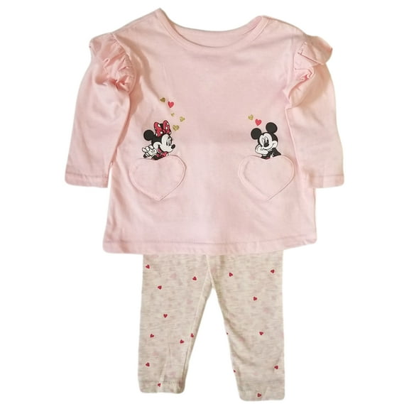 Disney Infant Toddler Girls Minnie Mickey Mouse Pink Top Leggings Outfit 4T