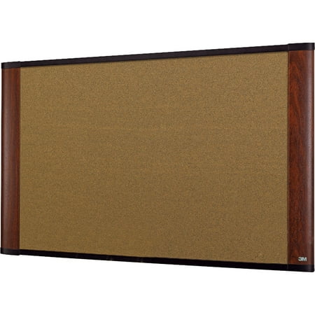 3M Cork Bulletin Board, 72" x 48", Aluminum Frame w/Mahogany Wood-Grained Finish