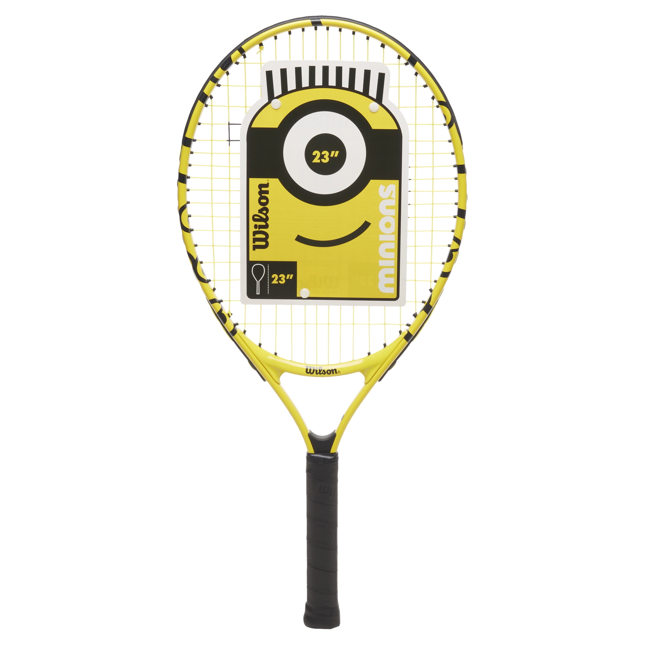 Wilson Minions 23 Inch Junior Tennis Racket (Ages 7-8) - Yellow/Black, 7.23oz Strung
