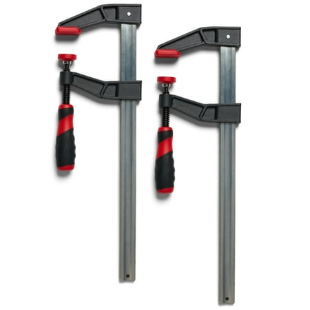 BuildSomething F-Style Bar Clamp - Heavy-Duty 12" Adjustable Clamps for Woodworking & Home Improvement - 2 Pack Clamp Set with Non-Slip Handle & Padded Jaws