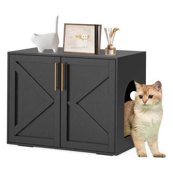 Roromall Cat Litter Box Enclosure, Hidden Litter Box Furniture for Cats, Wooden Litter Box Enclosure Furniture, Side End Table