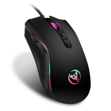 TSV Gaming Mouse Wired, 7 Buttons, RGB Backlit, 3200 DPI Adjustable, Comfortable Grip Ergonomic Optical PC Computer Gaming Mice with Fire (Best Ergonomic Wired Mouse)