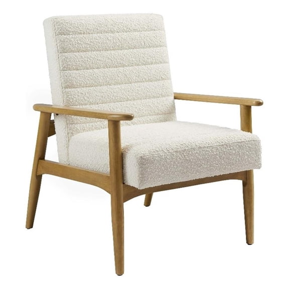 Maklaine Contemporary Boucle Fabric Upholstered Accent Chair in Ivory