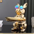 thumbnail image 3 of Escultura de perro de cerámica galvanizada, soporte de almacenamiento para llaves de , decoración de dormitorio, bandeja de material acero inoxidable , Dorado BLESIY titular de la llave de la estatua, 3 of 8