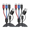 thumbnail image 1 of wonima11 Multi Charging Cable 5 in 1, 2Pack 4FT USB C Multi Charger Cable Universal Multiple Charging Cord with USB C/Micro USB Connectors for Most Cell Phone, Tablets (Charging Only), 1 of 1