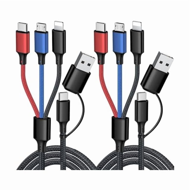 wonima11 Multi Charging Cable 5 in 1, 2Pack 4FT USB C Multi Charger Cable Universal Multiple Charging Cord with USB C/Micro USB Connectors for Most Cell Phone, Tablets (Charging Only)
