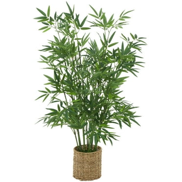 DecMode 40" Artificial Tree in Realistic Leaves and Brown Seagrass Pot